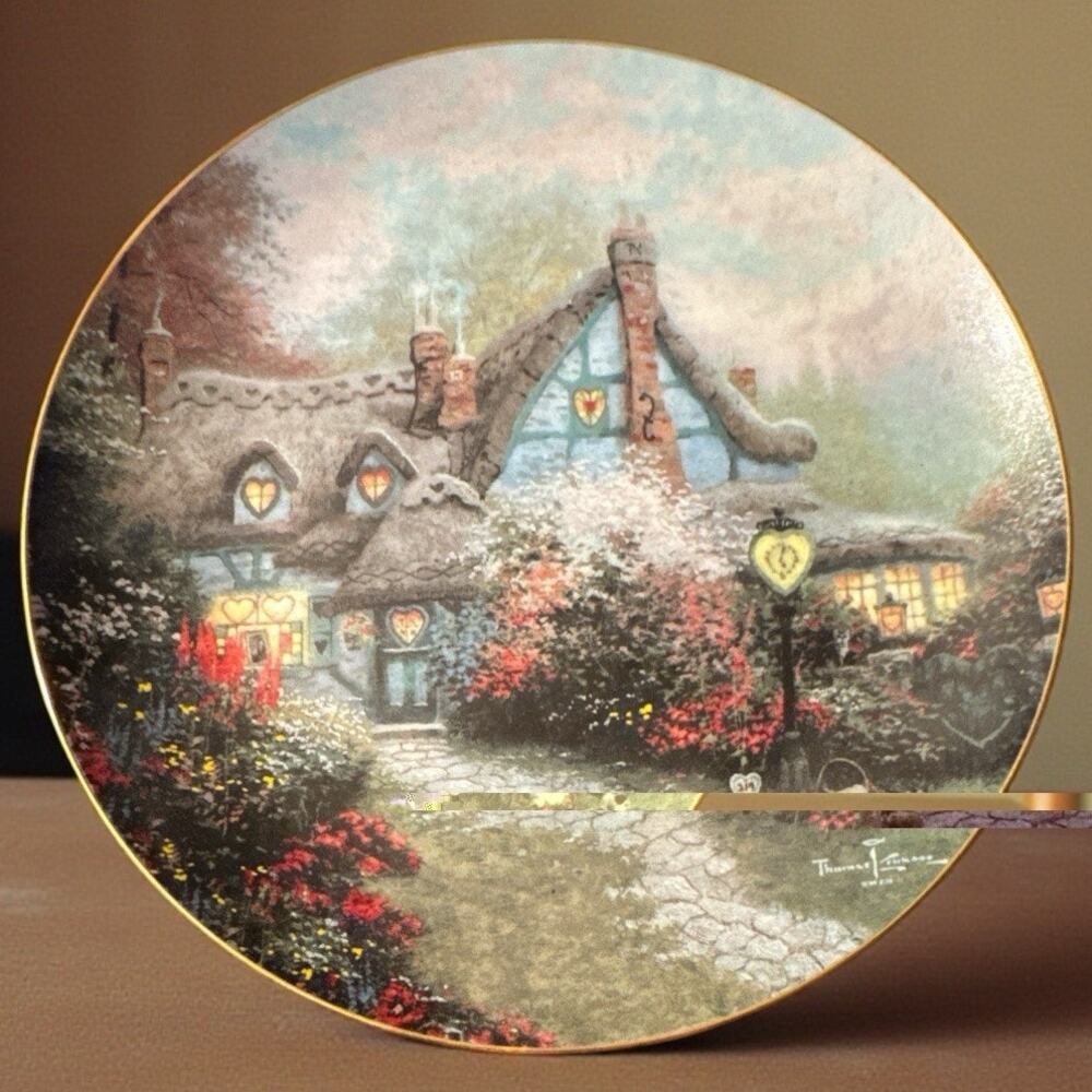 Thomas Kinkade Sweetheart Cottage Enchanted Cottages Collectors Plate 8”